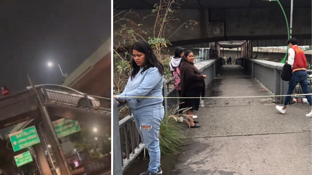 Video: Carro sube puente peatonal en Naucalpan; vecinos piden revisión