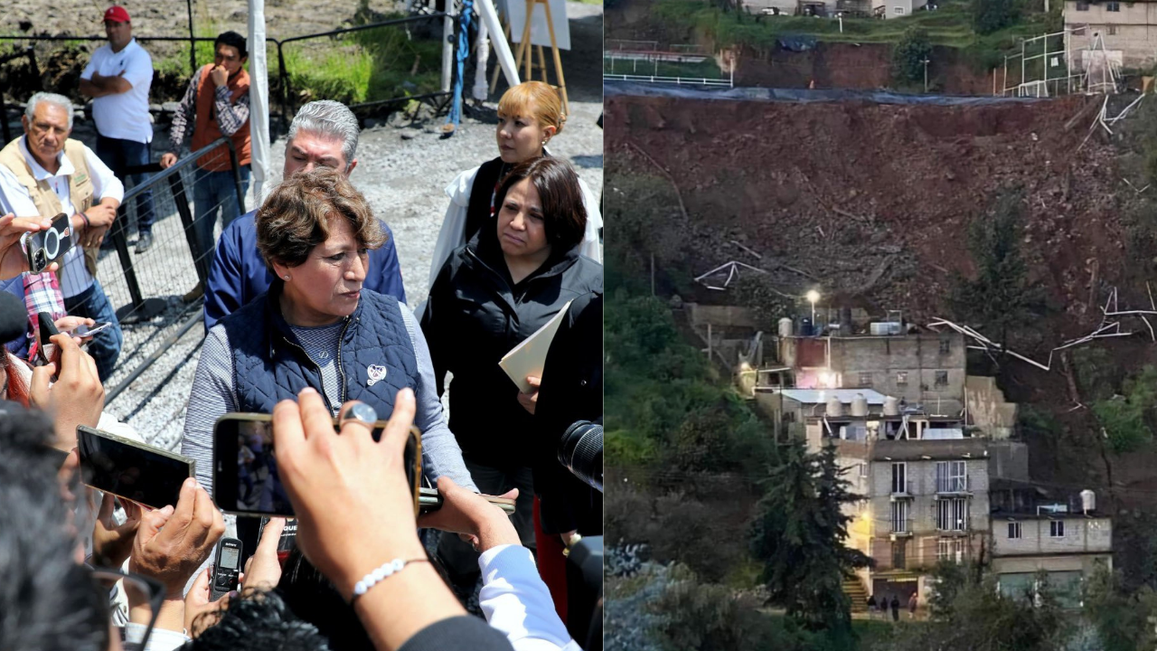 Delfina Gómez llama a la población a acudir a los albergues en Naucalpan tras deslave de cerro