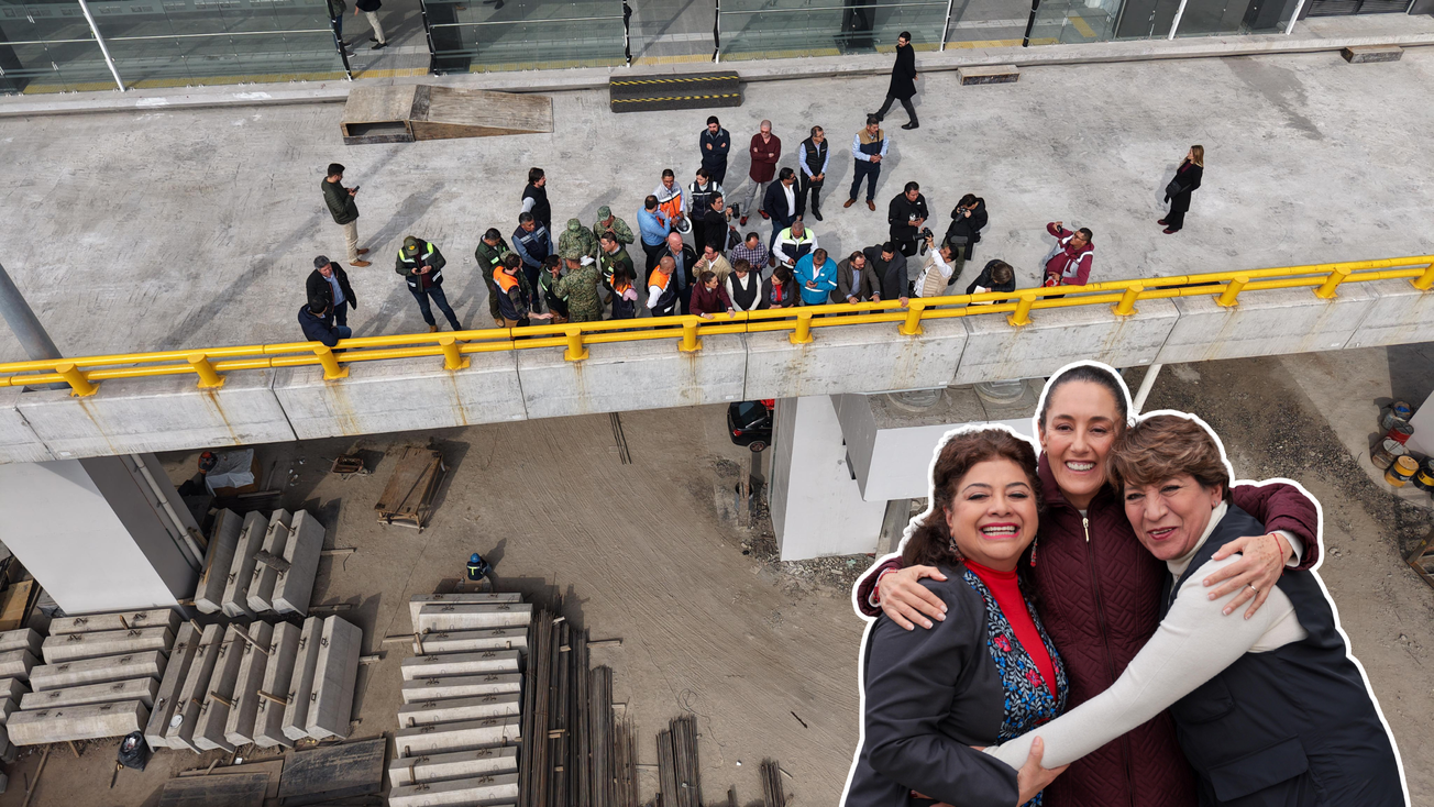 Sheinbaum y Delfina Gómez supervisan obras del Trolebús Chalco-Santa Martha