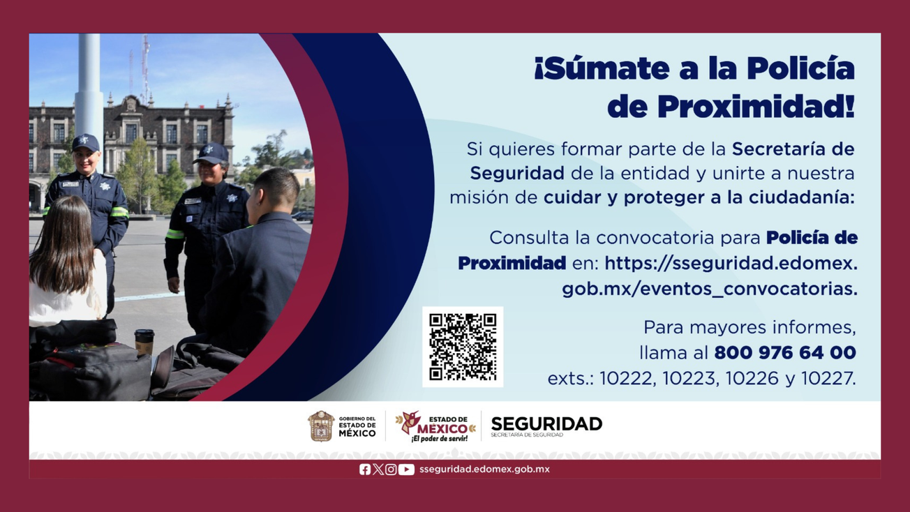 ¿Buscas chamba? Secretaría de Seguridad de Edomex ofrece sueldo de hasta 20 mil pesos