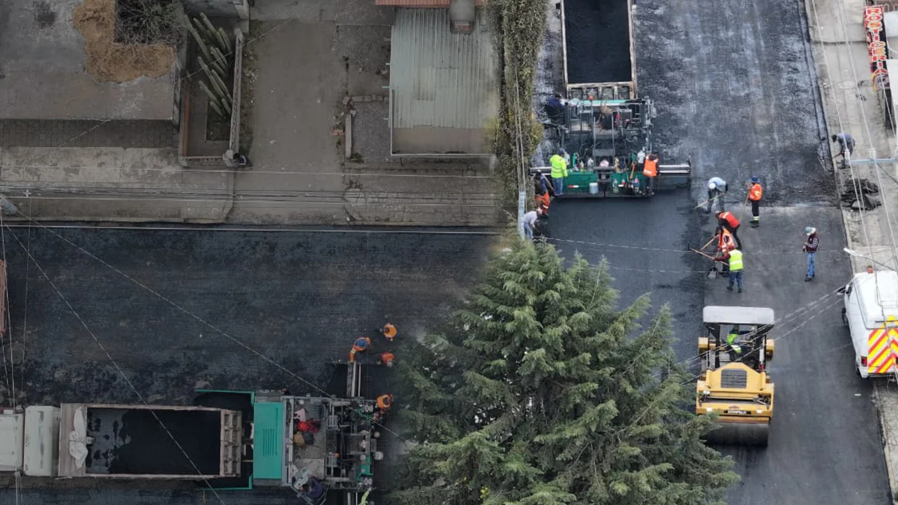 Toluca avanza trabajos de repavimentación en San Pablo Autopan