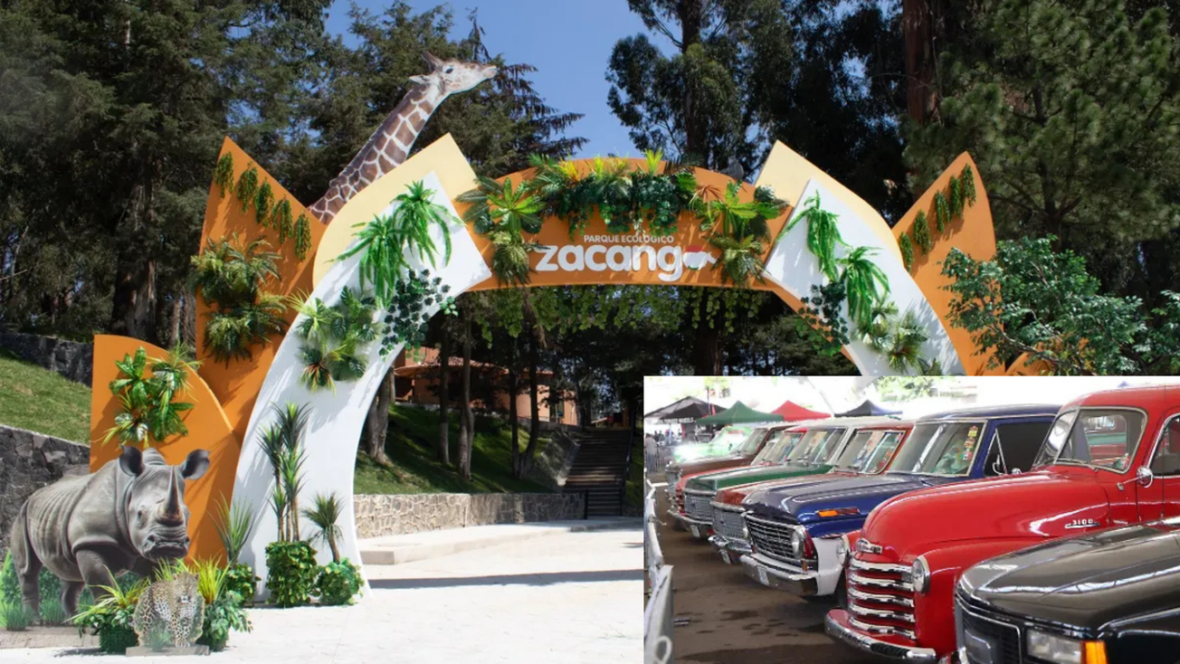 Zacango recibe expo de camionetas clásicas