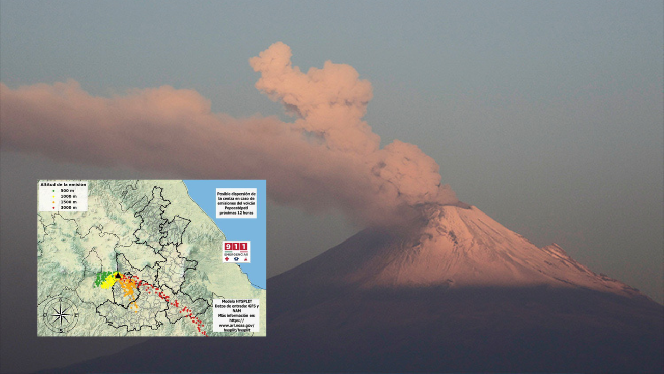 Prevén posible dispersión de ceniza del Popocatépetl hacia Edomex